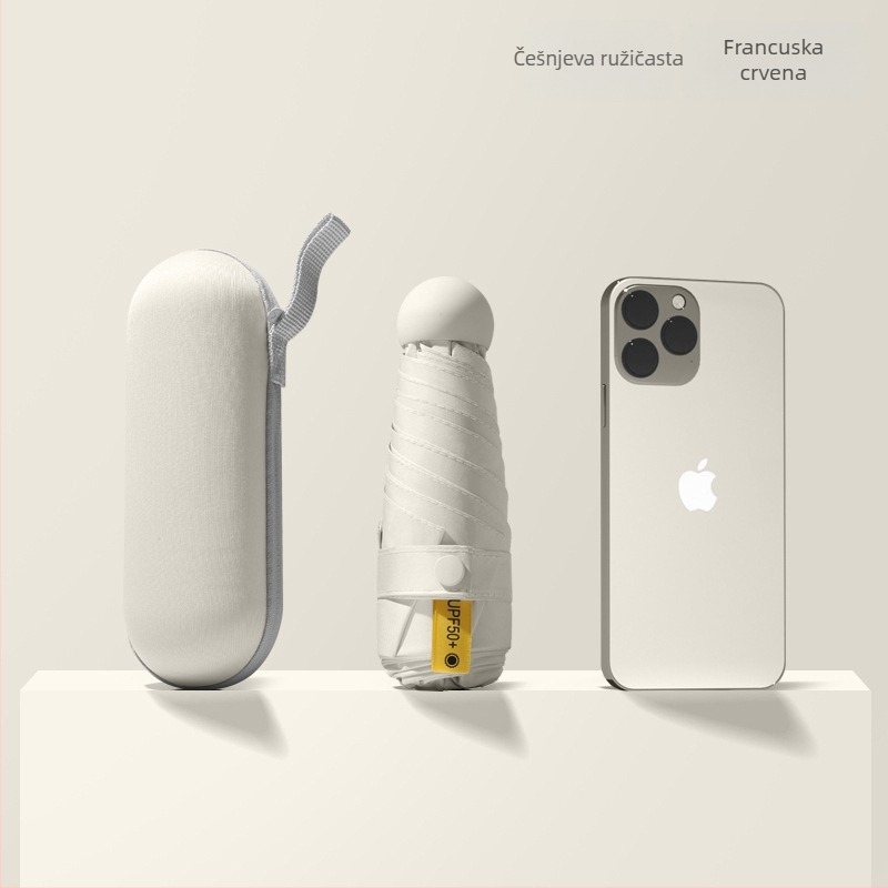 Red Leaves Petsegmentni suncobran, unisex, kompaktan, 6 rebara, ručno otvaranje, UPF >50, tkanina 190T, okvir od vlakana