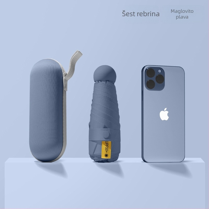 Red Leaves Petsegmentni suncobran, unisex, kompaktan, 6 rebara, ručno otvaranje, UPF >50, tkanina 190T, okvir od vlakana