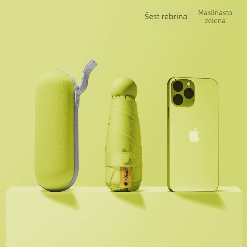 Red Leaves Petsegmentni suncobran, unisex, kompaktan, 6 rebara, ručno otvaranje, UPF >50, tkanina 190T, okvir od vlakana