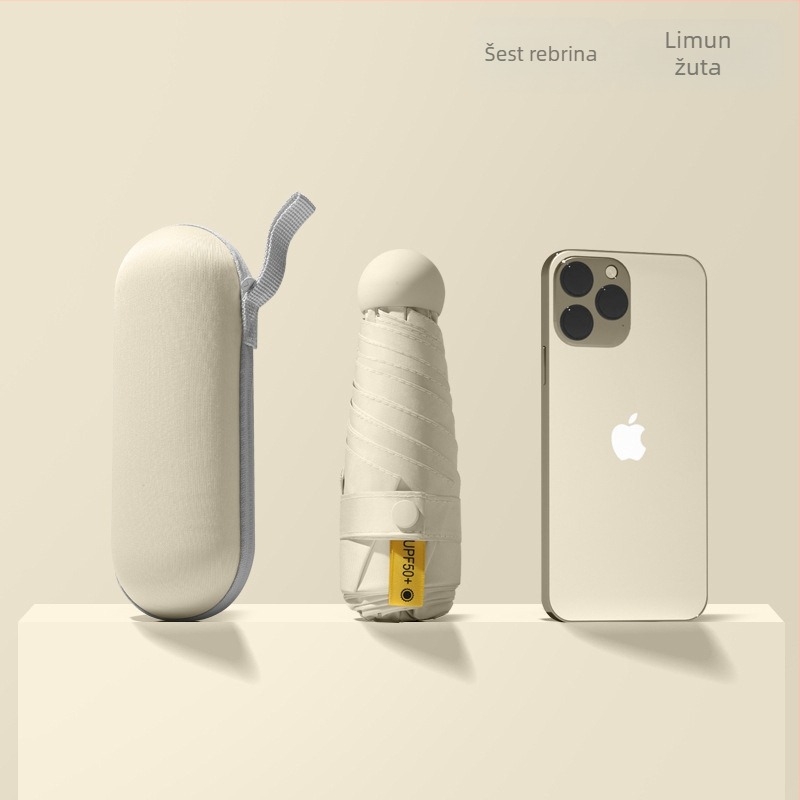 Red Leaves Petsegmentni suncobran, unisex, kompaktan, 6 rebara, ručno otvaranje, UPF >50, tkanina 190T, okvir od vlakana