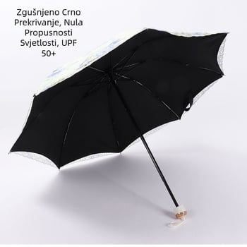 Suncobran s dvostrukom slojem, izrađen od čipkaste tkanine s vinilnim premazom, UPF preko 40, 8 rebara