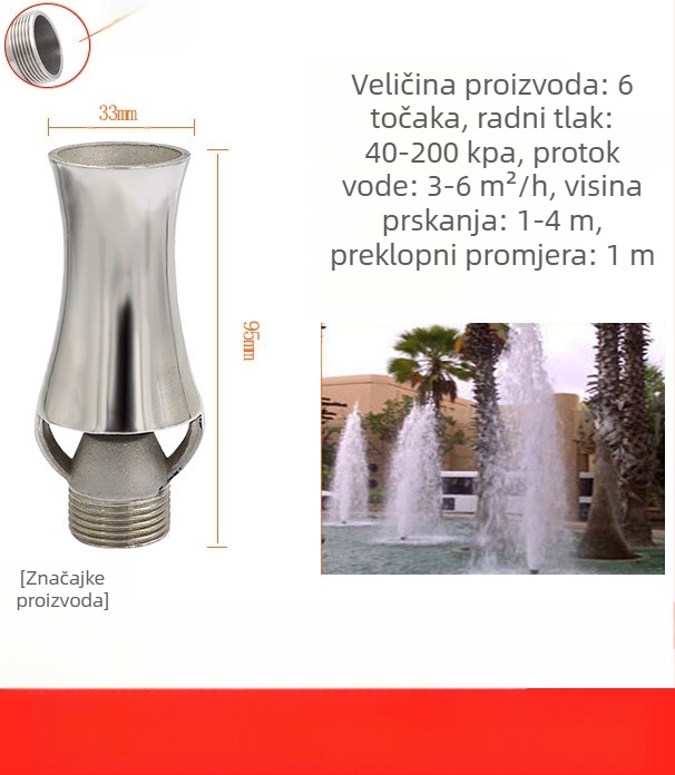 Fontana mlaznica, potpuno bakrena konstrukcija s 304 nehrđajućeg čelika, univerzalno podesiva, dizajn ledena kula-stablo za pejzažne bazene