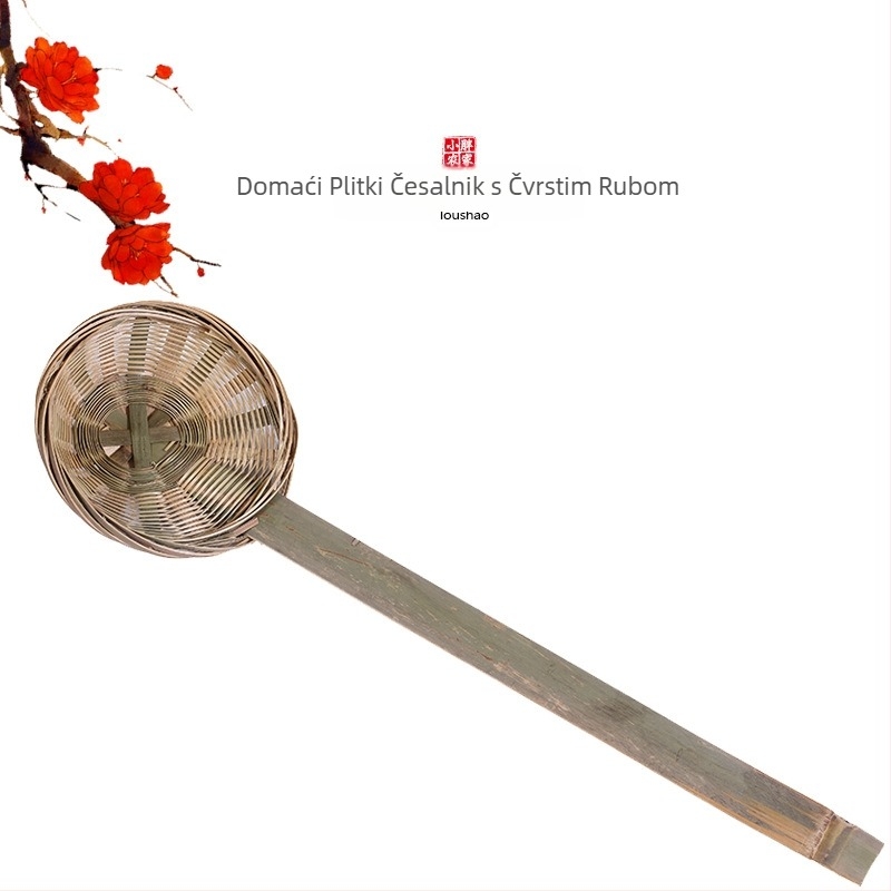 Ručni bambusov kuhinjski cjedilo s košarom za rezance i žličicom za rižnu prašinu – Podrijetlo: Chaozhou, Kategorija: Kuhinjska žlica