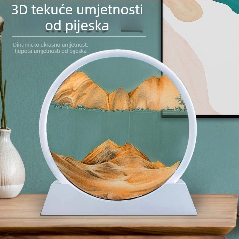 Staklena 3D pijesna vaga, dinamična umjetnička dekoracija za stol ili ured, moderni minimalistički dizajn