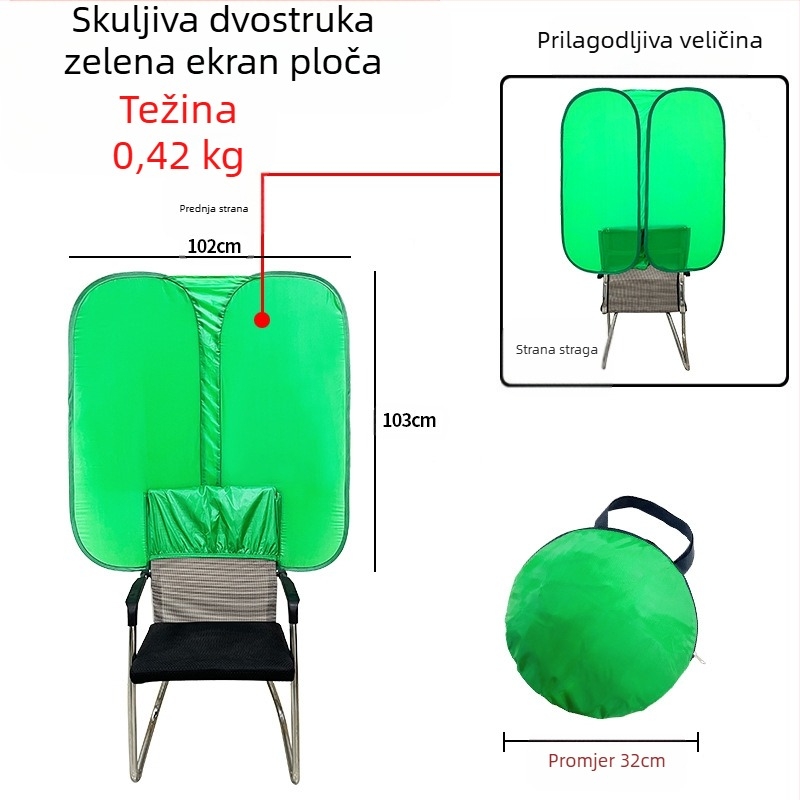 Elastična sklopiva chroma-key pozadina od poliester materijala, više veličina, pogodna za identifikacijsku fotografiju, moguć tisak logotipa