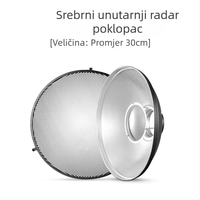 Radar hood za fotografiju s honeycomb mrežom za meko svjetlo, metalna konstrukcija, pogodan za portretne i still-life fotografije, nosivost 2-5 kg, težina 1 kg