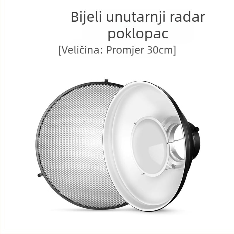 Radar hood za fotografiju s honeycomb mrežom za meko svjetlo, metalna konstrukcija, pogodan za portretne i still-life fotografije, nosivost 2-5 kg, težina 1 kg