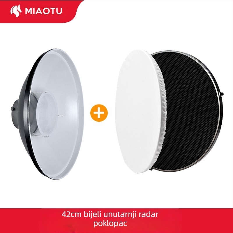 Radar hood za fotografiju s honeycomb mrežom za meko svjetlo, metalna konstrukcija, pogodan za portretne i still-life fotografije, nosivost 2-5 kg, težina 1 kg