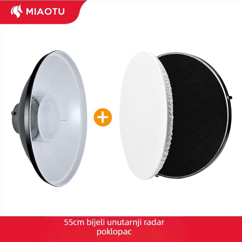 Radar hood za fotografiju s honeycomb mrežom za meko svjetlo, metalna konstrukcija, pogodan za portretne i still-life fotografije, nosivost 2-5 kg, težina 1 kg