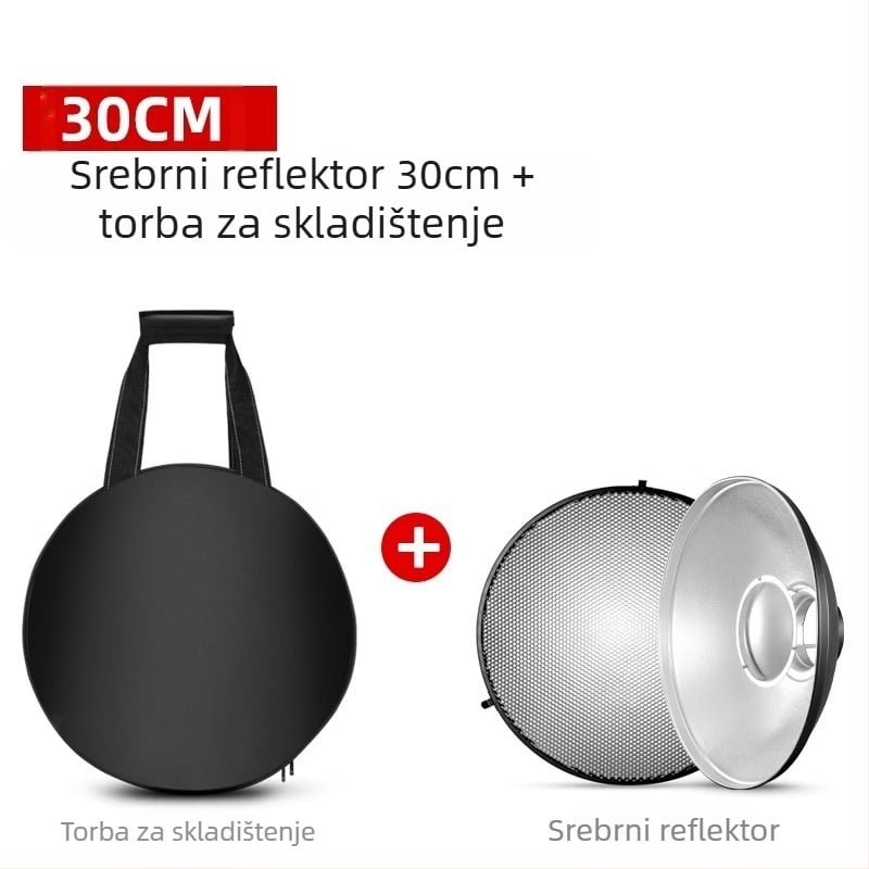 Radar hood za fotografiju s honeycomb mrežom za meko svjetlo, metalna konstrukcija, pogodan za portretne i still-life fotografije, nosivost 2-5 kg, težina 1 kg