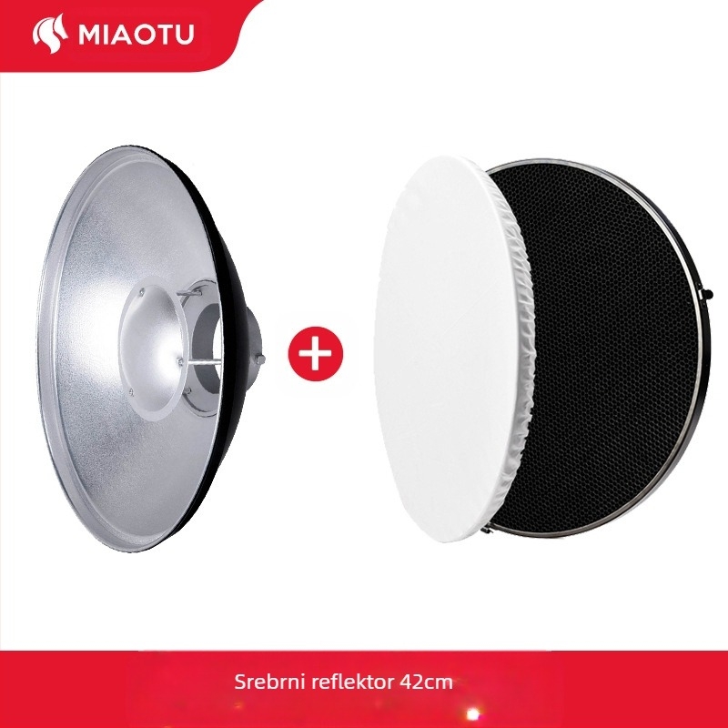 Radar hood za fotografiju s honeycomb mrežom za meko svjetlo, metalna konstrukcija, pogodan za portretne i still-life fotografije, nosivost 2-5 kg, težina 1 kg