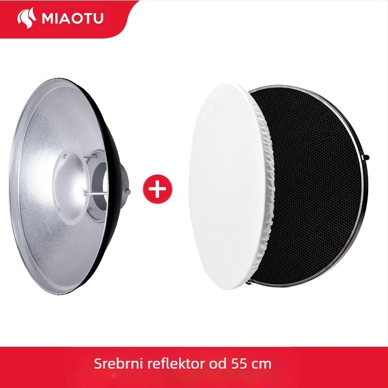 Radar hood za fotografiju s honeycomb mrežom za meko svjetlo, metalna konstrukcija, pogodan za portretne i still-life fotografije, nosivost 2-5 kg, težina 1 kg