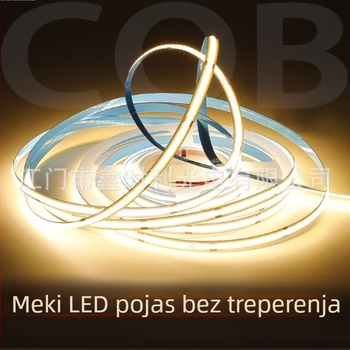 COB LED traka 24V, fleksibilna, samoljepljiva za ormariće, bez sjene, ambijentalno osvjetljenje, 180° snop, podesiva jačina svjetla, CRI 90, 8 W/m, rezanje 5 cm/2,5 cm