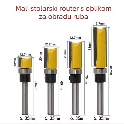 Glava za završnu obradu drva s ležajem, 6,35 mm vreteno, ravna/kopirajuća freza za glodalicu