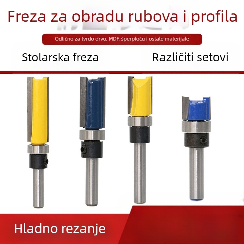 Glava za završnu obradu drva s ležajem, 6,35 mm vreteno, ravna/kopirajuća freza za glodalicu