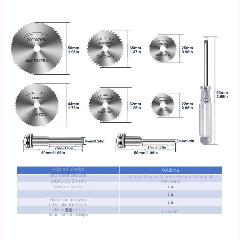 WELIBA Set reznih pločica — Dijamantni i smolasti diskovi s visokim brzinama za rezanje drveta, metala i jade; Maksimalna brzina rezanja 20000