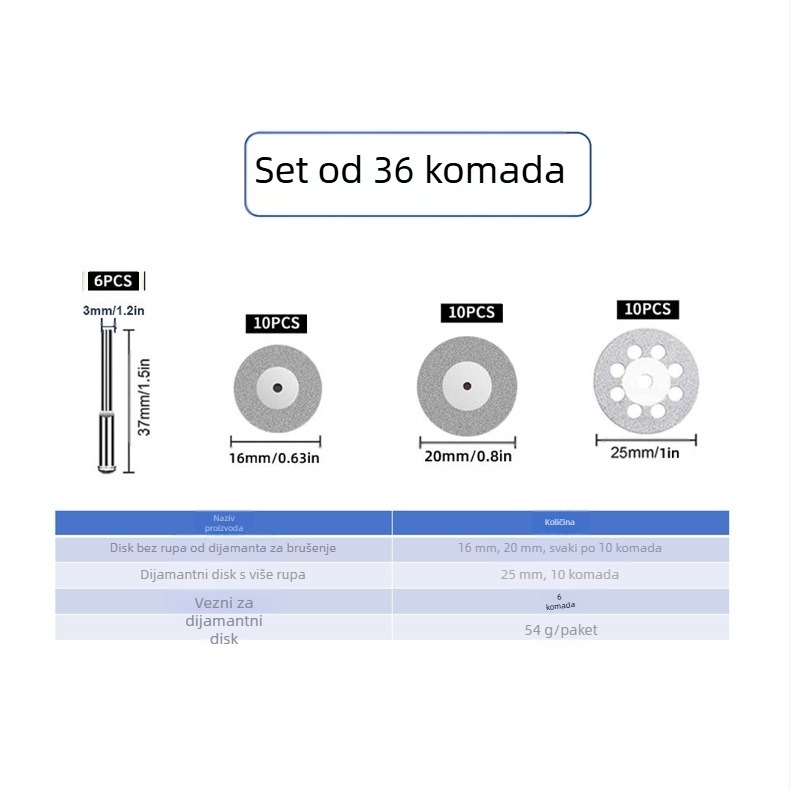 WELIBA Set reznih pločica — Dijamantni i smolasti diskovi s visokim brzinama za rezanje drveta, metala i jade; Maksimalna brzina rezanja 20000
