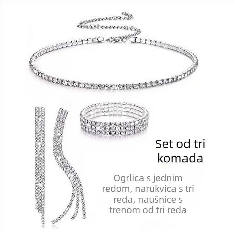 Ogrlica sa kristalima, privjesak od titan čelika, višeslojni geometrijski dizajn za žene