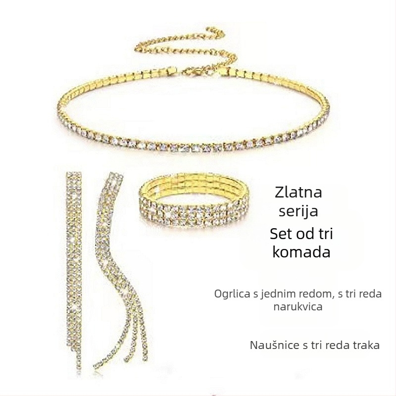 Ogrlica sa kristalima, privjesak od titan čelika, višeslojni geometrijski dizajn za žene