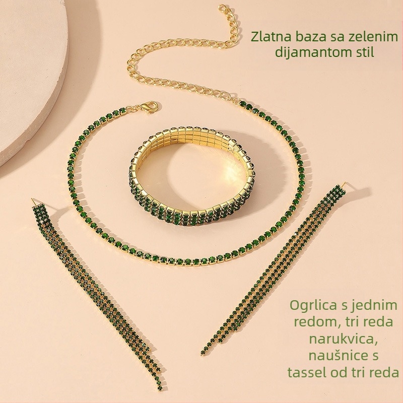 Ogrlica sa kristalima, privjesak od titan čelika, višeslojni geometrijski dizajn za žene