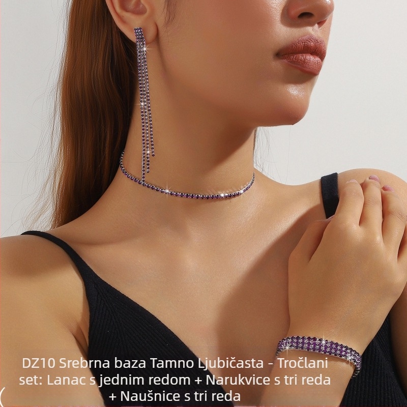 Ogrlica sa kristalima, privjesak od titan čelika, višeslojni geometrijski dizajn za žene