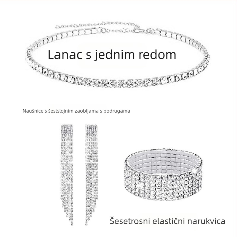 Ogrlica sa kristalima, privjesak od titan čelika, višeslojni geometrijski dizajn za žene