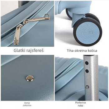 Dječji putni kovčeg s mačjim ušima, zatvaranje zipom, univerzalni kotači, zaključavanje lozinkom, težina 2,8 kg