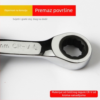 Ključ s clicom dvostruke namjene, kompaktnog dizajna, krom-vanadijevo čelik