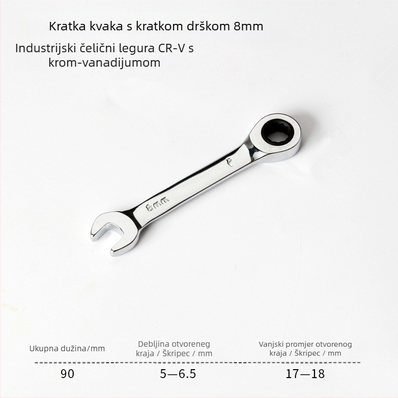 Ključ s clicom dvostruke namjene, kompaktnog dizajna, krom-vanadijevo čelik