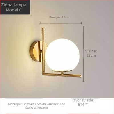 Zidna lampa nordijskog stila za dnevni boravak i spavaću sobu, moderno minimalističko LED zidno svjetlo za pozadinu TV-a i hodnika