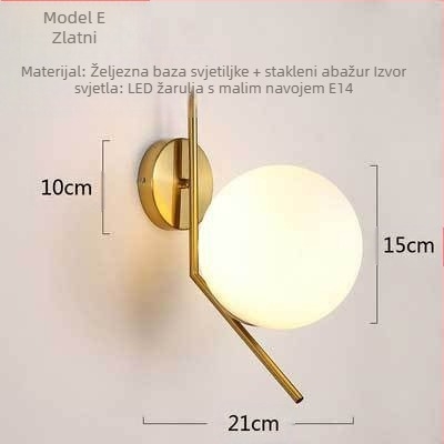 Zidna lampa nordijskog stila za dnevni boravak i spavaću sobu, moderno minimalističko LED zidno svjetlo za pozadinu TV-a i hodnika