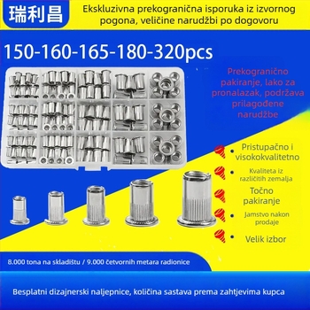 Set matica s rivetima, galvanizirana, plosna glava, u kutiji, 150/160/165/230 kom, GB6172.2-86, Klasa A