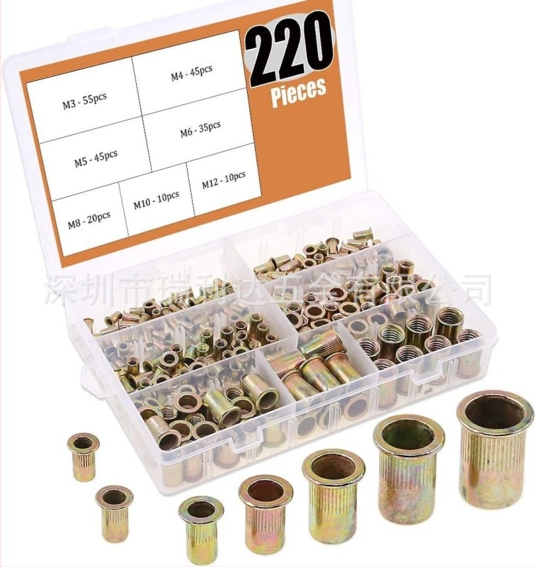 Set matica s rivetima, galvanizirana, plosna glava, u kutiji, 150/160/165/230 kom, GB6172.2-86, Klasa A