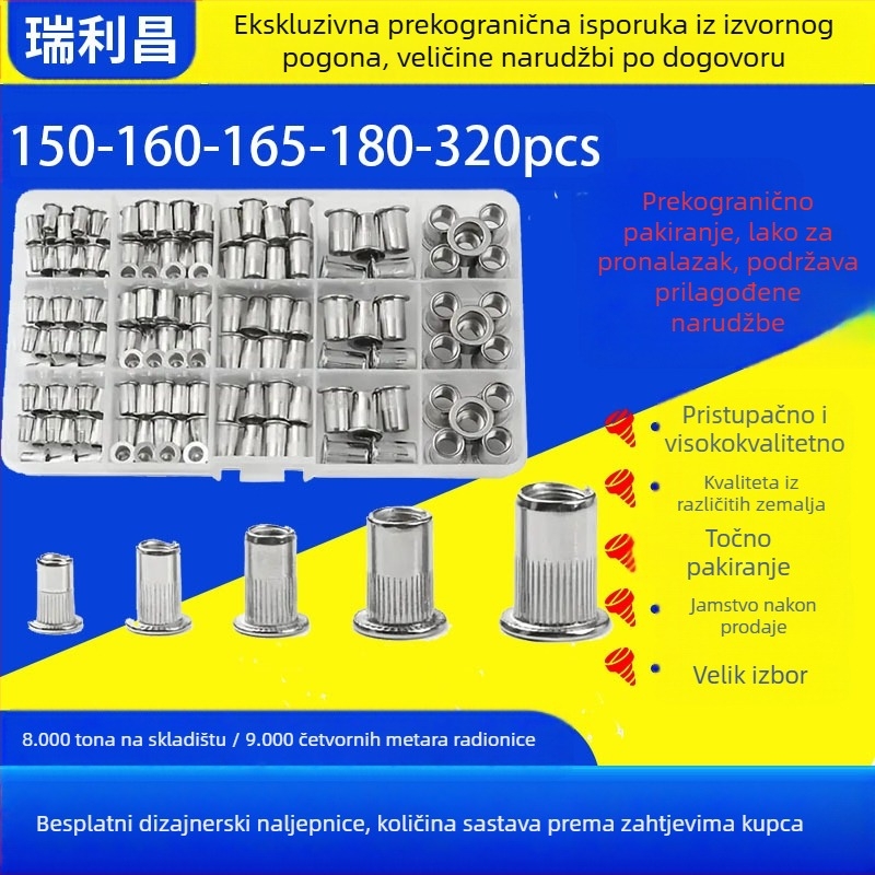 Set matica s rivetima, galvanizirana, plosna glava, u kutiji, 150/160/165/230 kom, GB6172.2-86, Klasa A