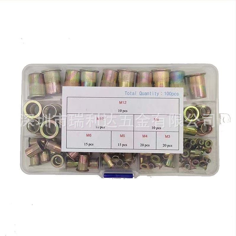 Set matica s rivetima, galvanizirana, plosna glava, u kutiji, 150/160/165/230 kom, GB6172.2-86, Klasa A