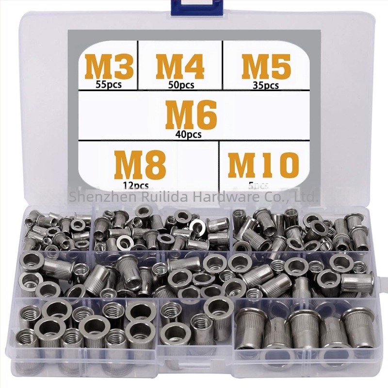 Set matica s rivetima, galvanizirana, plosna glava, u kutiji, 150/160/165/230 kom, GB6172.2-86, Klasa A