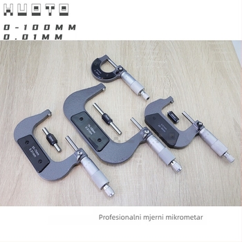 HUOTO navojni mikrometar, raspon 0-100 mm, mjerenje vanjskog promjera navoja, mjerenje srednjeg promjera navoja, pribor za mjerenje debljine