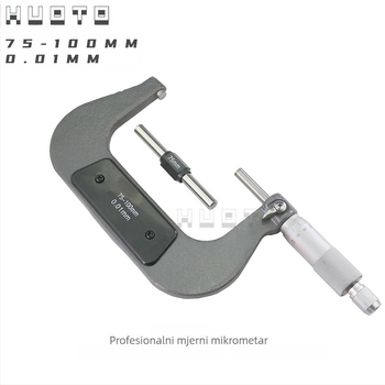 HUOTO navojni mikrometar, raspon 0-100 mm, mjerenje vanjskog promjera navoja, mjerenje srednjeg promjera navoja, pribor za mjerenje debljine
