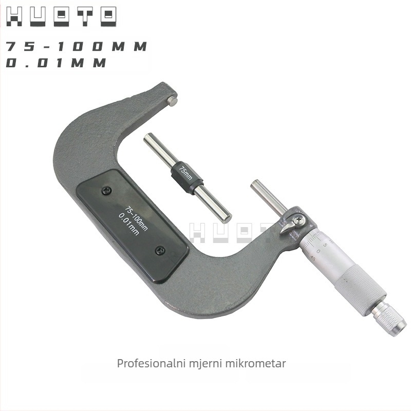 HUOTO navojni mikrometar, raspon 0-100 mm, mjerenje vanjskog promjera navoja, mjerenje srednjeg promjera navoja, pribor za mjerenje debljine
