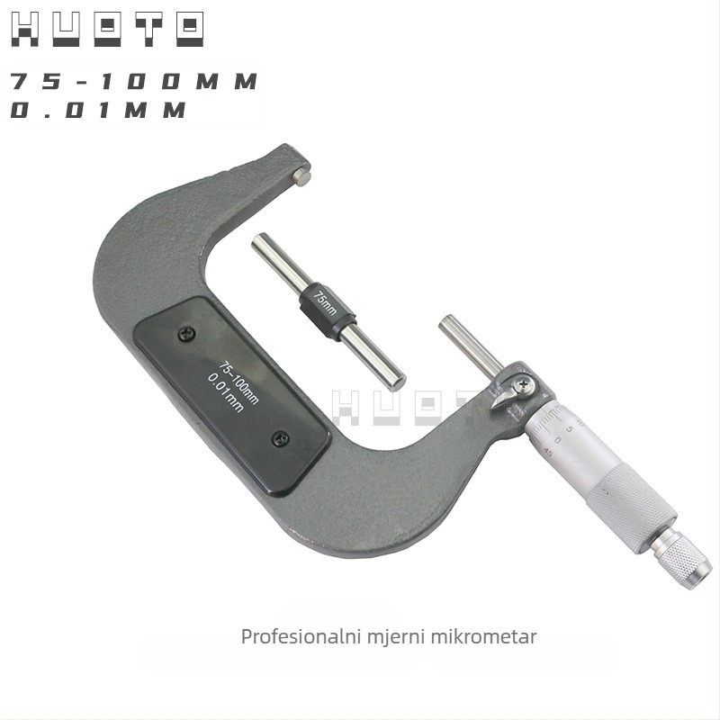 HUOTO navojni mikrometar, raspon 0-100 mm, mjerenje vanjskog promjera navoja, mjerenje srednjeg promjera navoja, pribor za mjerenje debljine