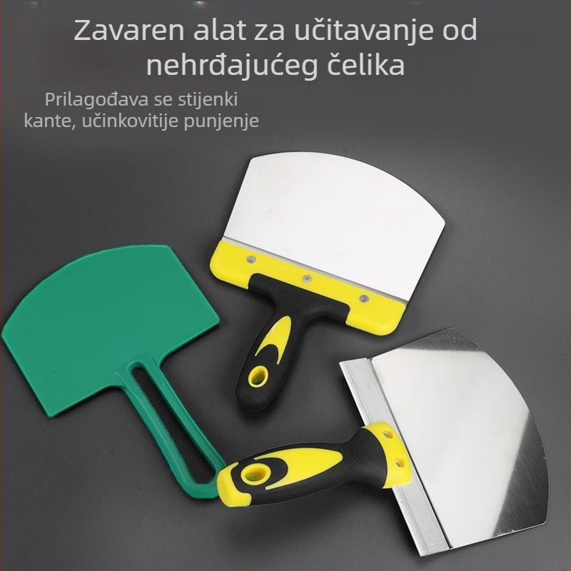 Špachtla za žbukanje s nehrđajućim čelnikom, plastična drška, serija Putty knife, Jiuling, specifikacije LC cabinet-feeder