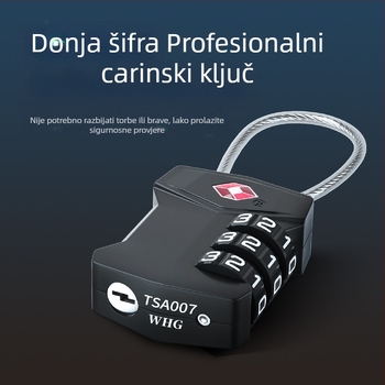 TSA brava za prtljagu od cinkovog legura, model TSA lock, debljina zaključnog štapa 3, razmak šipki 39×24, pogodno za torbe i putovanja