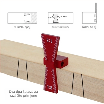 Dovetail šablona za označavanje od aluminijskog legura, 1:5 i 1:8, drveni mjerni alat s vodičem