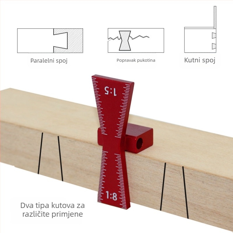 Dovetail šablona za označavanje od aluminijskog legura, 1:5 i 1:8, drveni mjerni alat s vodičem