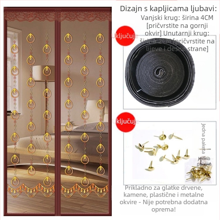 Magnetska mrežasta vrata | zavjesa za vrata za spavaću sobu, moderni jednostavni stil, sadržaj tkanine 99%