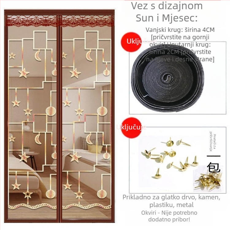 Magnetska mrežasta vrata | zavjesa za vrata za spavaću sobu, moderni jednostavni stil, sadržaj tkanine 99%