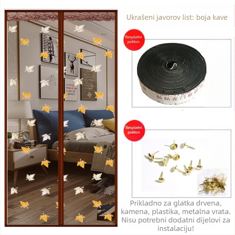 Magnetska mrežasta vrata | zavjesa za vrata za spavaću sobu, moderni jednostavni stil, sadržaj tkanine 99%