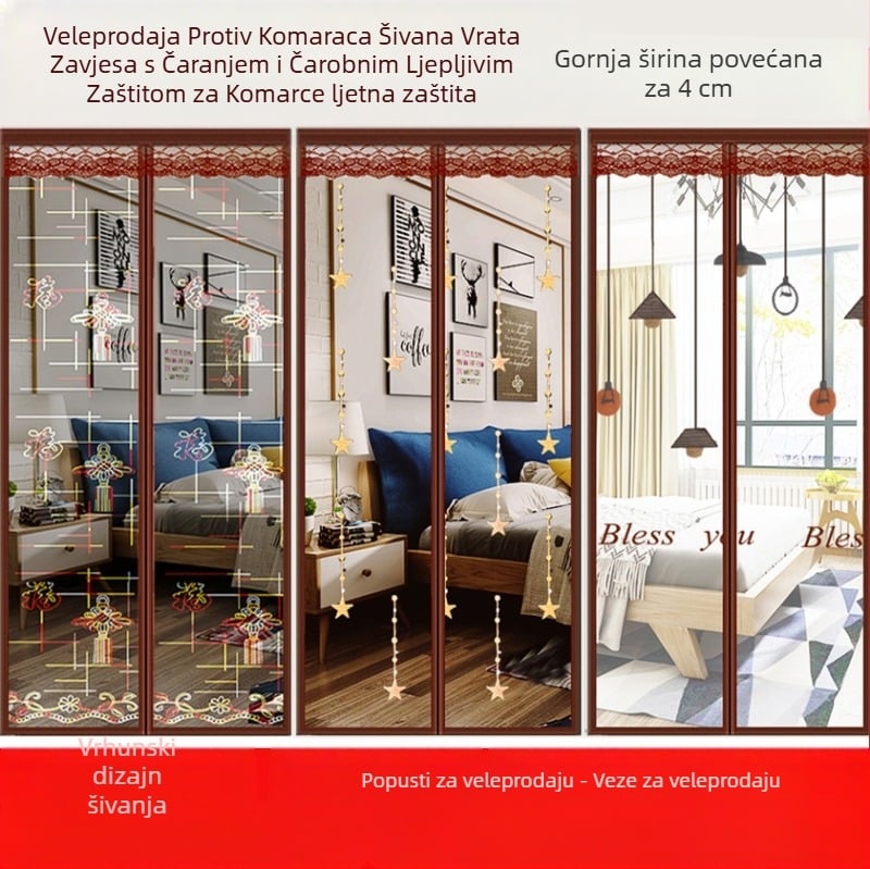 Magnetska mrežasta vrata | zavjesa za vrata za spavaću sobu, moderni jednostavni stil, sadržaj tkanine 99%