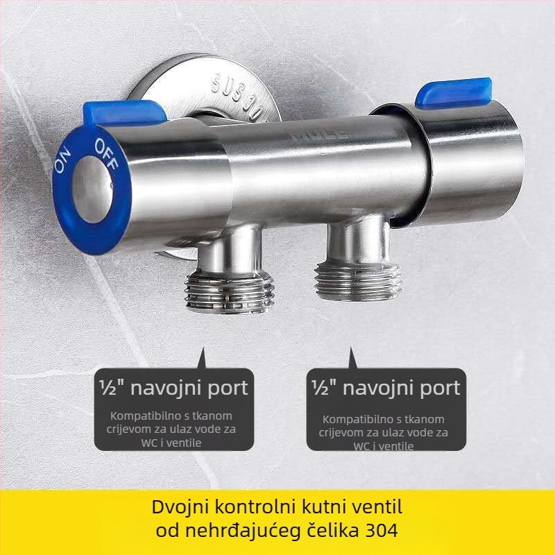 Latunski kutni ventil, zidna ugradnja, model 8289, radni tlak 1,6 MPa, unutarnji promjer 14 mm