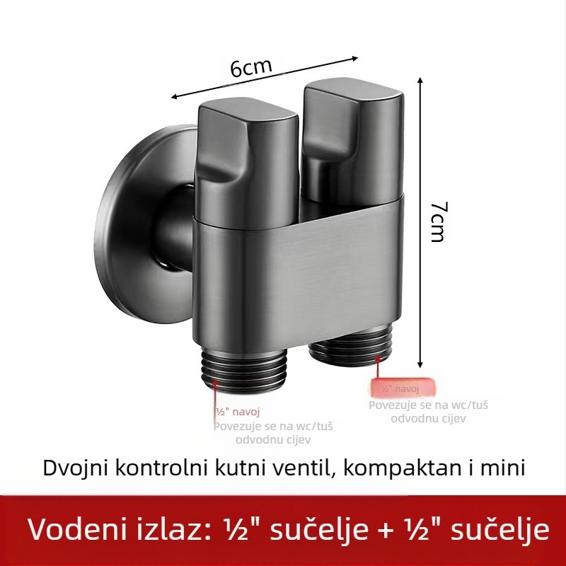 Latunski kutni ventil, zidna ugradnja, model 8289, radni tlak 1,6 MPa, unutarnji promjer 14 mm